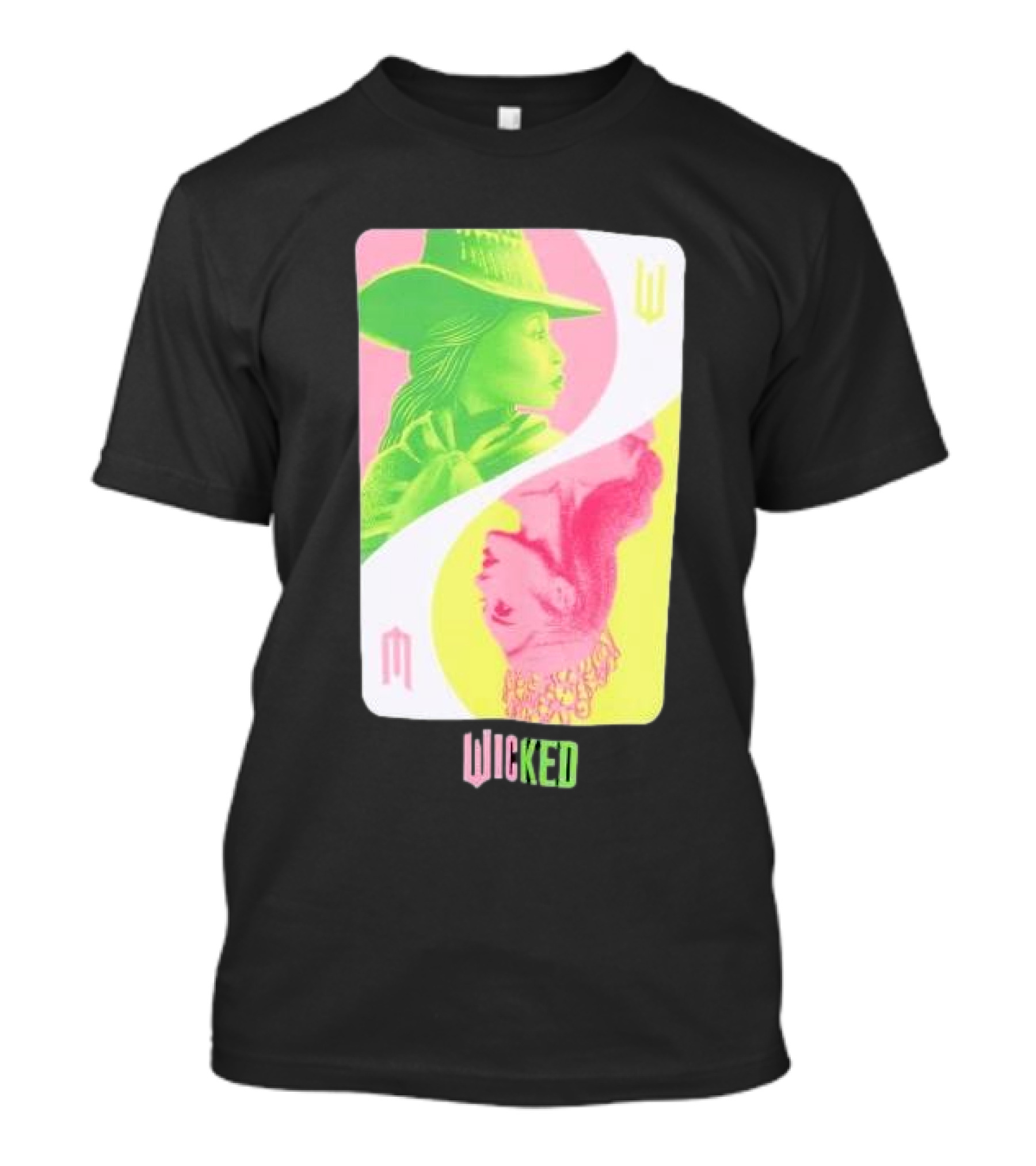 Wicked Elphaba And Glinda Dual Neon Card T-Shirt