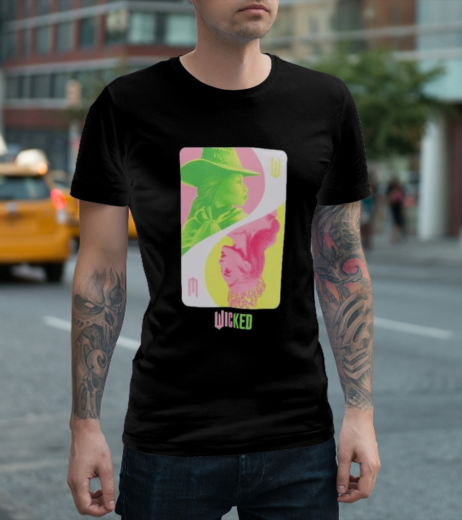 Wicked Elphaba And Glinda Dual Neon Card T-Shirt