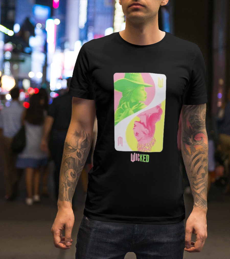 Wicked Elphaba And Glinda Dual Neon Card T-Shirt