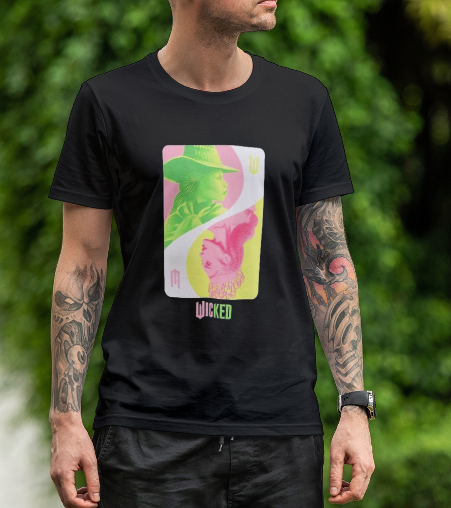 Wicked Elphaba And Glinda Dual Neon Card T-Shirt