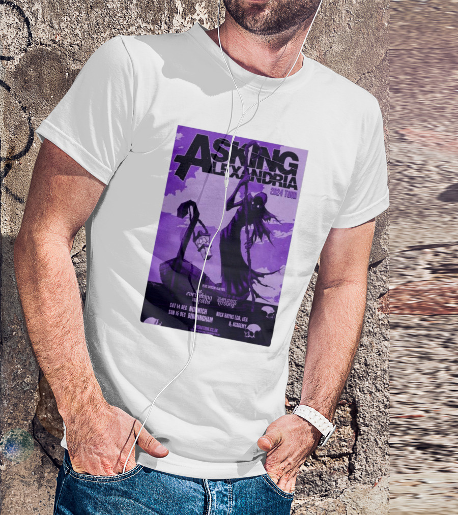 Asking Alexandria 2024 Tour Dec 14-15 Norwich Birmingham O2 Academy Featuring With Special Guests And The Devil Wears Prada T-Shirt