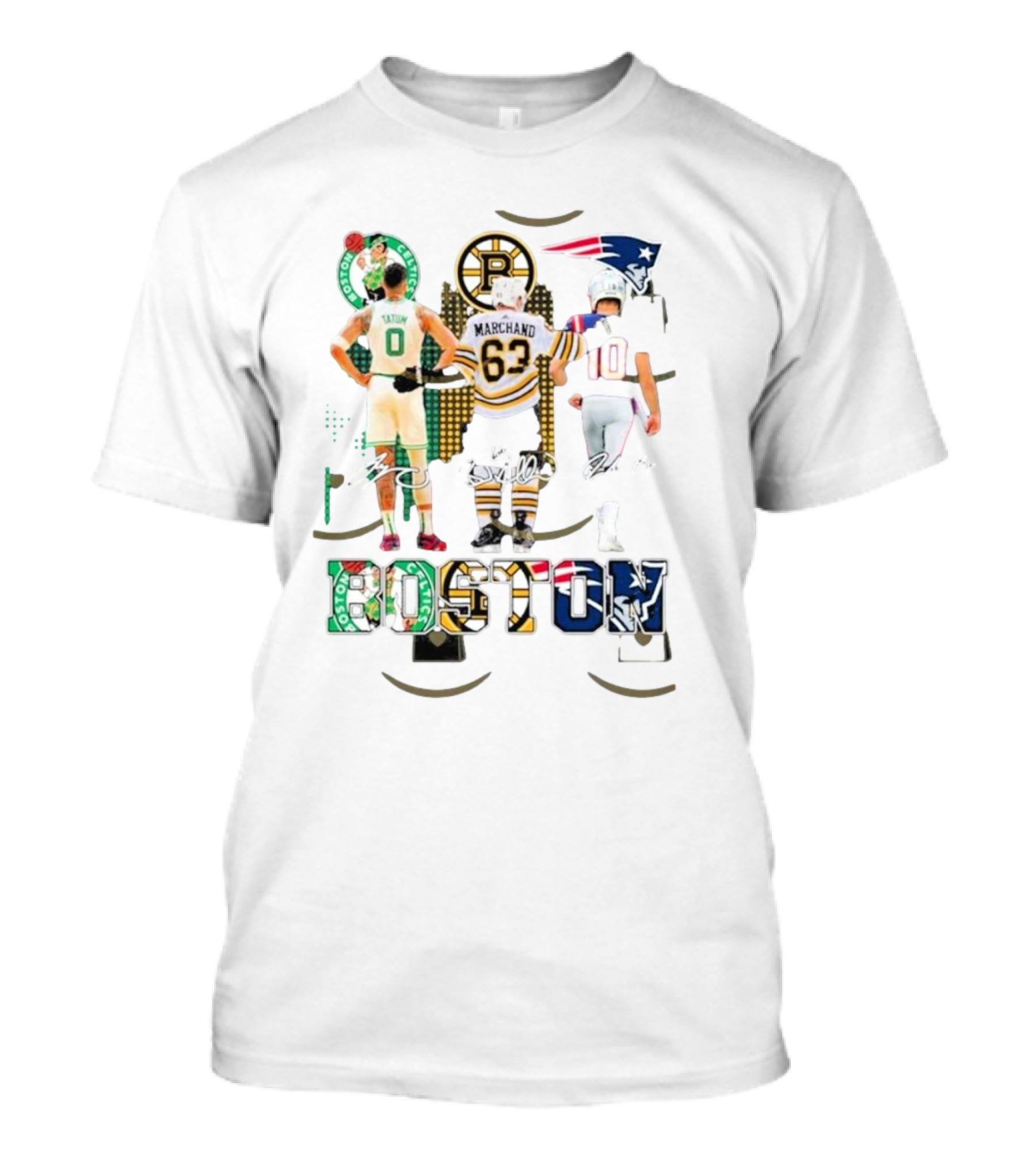 Boston Celtics Tatum X Boston Bruins Marchand X New England Patriots Boston T-Shirt