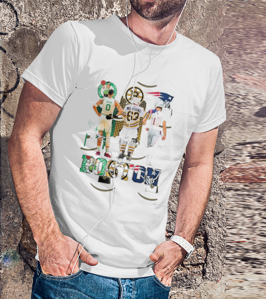 Boston Celtics Tatum X Boston Bruins Marchand X New England Patriots Boston T-Shirt