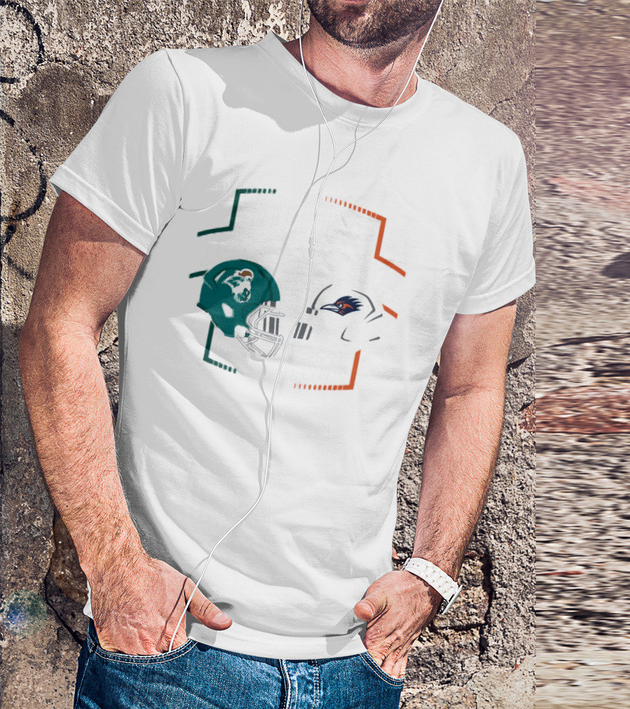 Coastal Carolina Chanticleers Vs UTSA Roadrunners 2024 Myrtle Beach Bowl Helmets Matchup T-Shirt