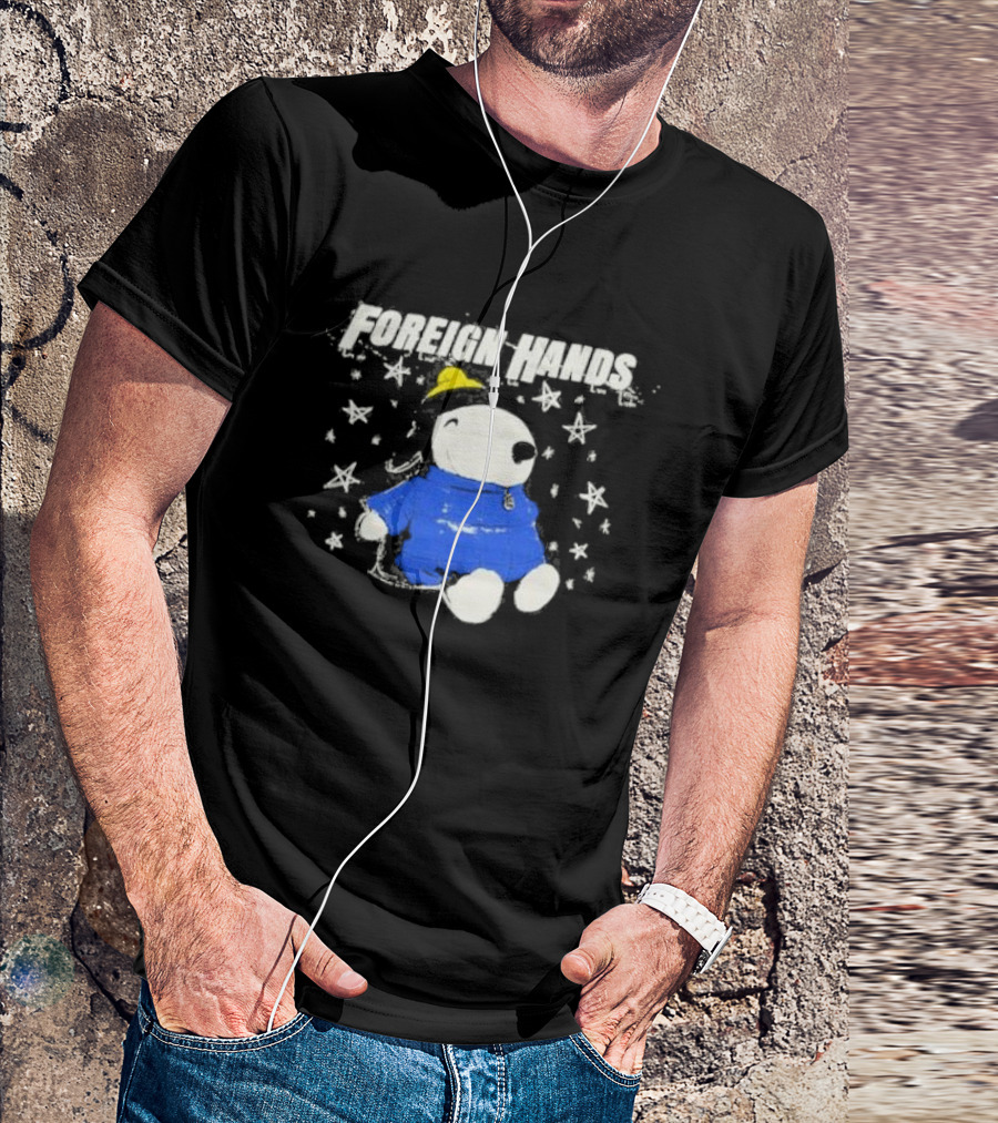 Foreign Hands Snoopy In Blue With Stars And Yellow Hat T-Shirt