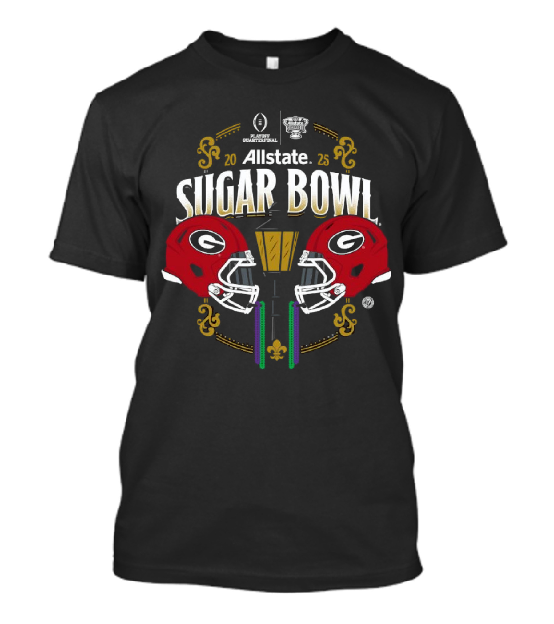 2025 Allstate Sugar Bowl Georgia Bulldogs Playoff Quarterfinal Helmet Caesars Superdome T-Shirt