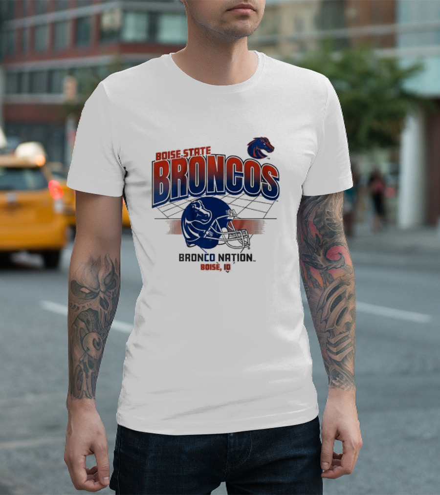 Boise State Broncos Bronco Nation Boise ID Football Helmet T-Shirt