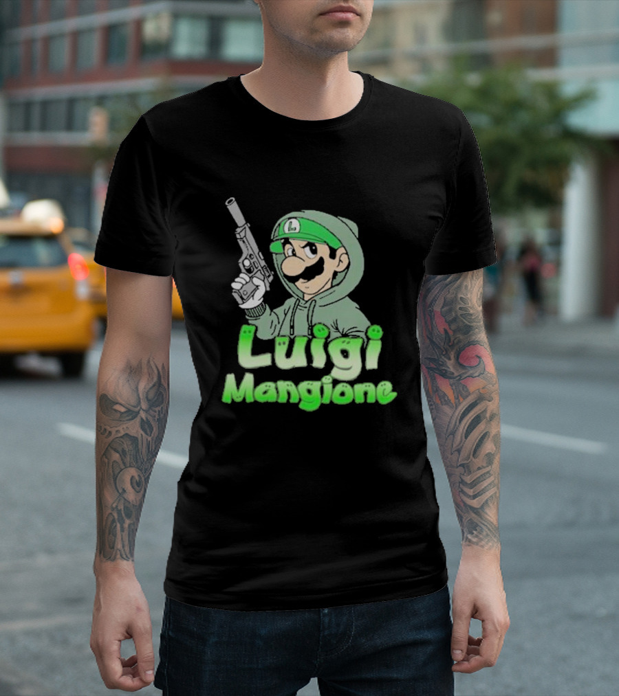 Luigi Mangione Hoodie Gun Character Mashup T-Shirt