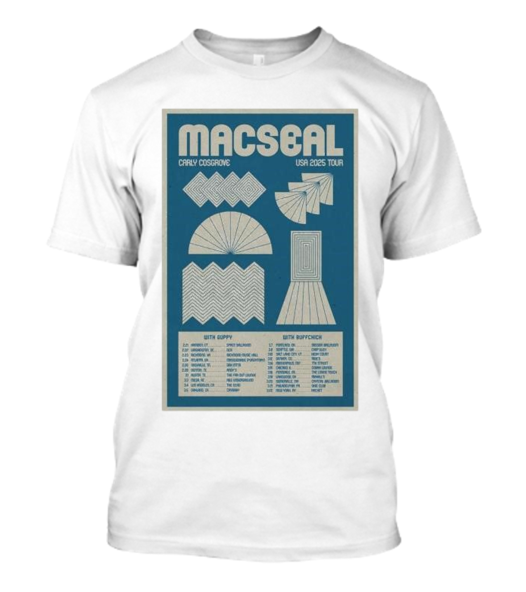 Macseal Carly Cosgrove USA 2025 Tour With Guppy And Buffpicker Tour Dates T-Shirt