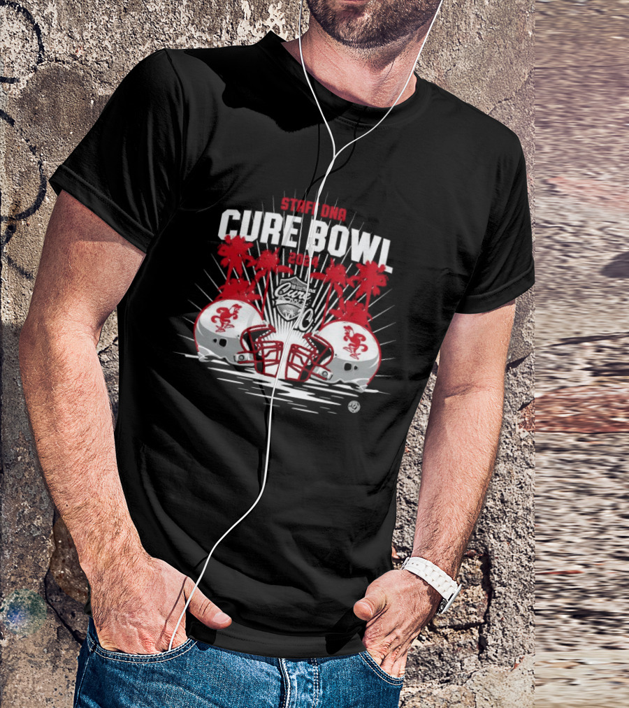 Staff DNA Cure Bowl 2024 Jacksonville State Gamecocks Helmets Camping World Stadium T-Shirt
