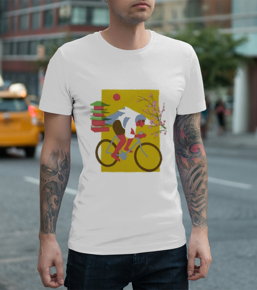 Cdawgva Cycling Pagoda Sakura Japan T-Shirt