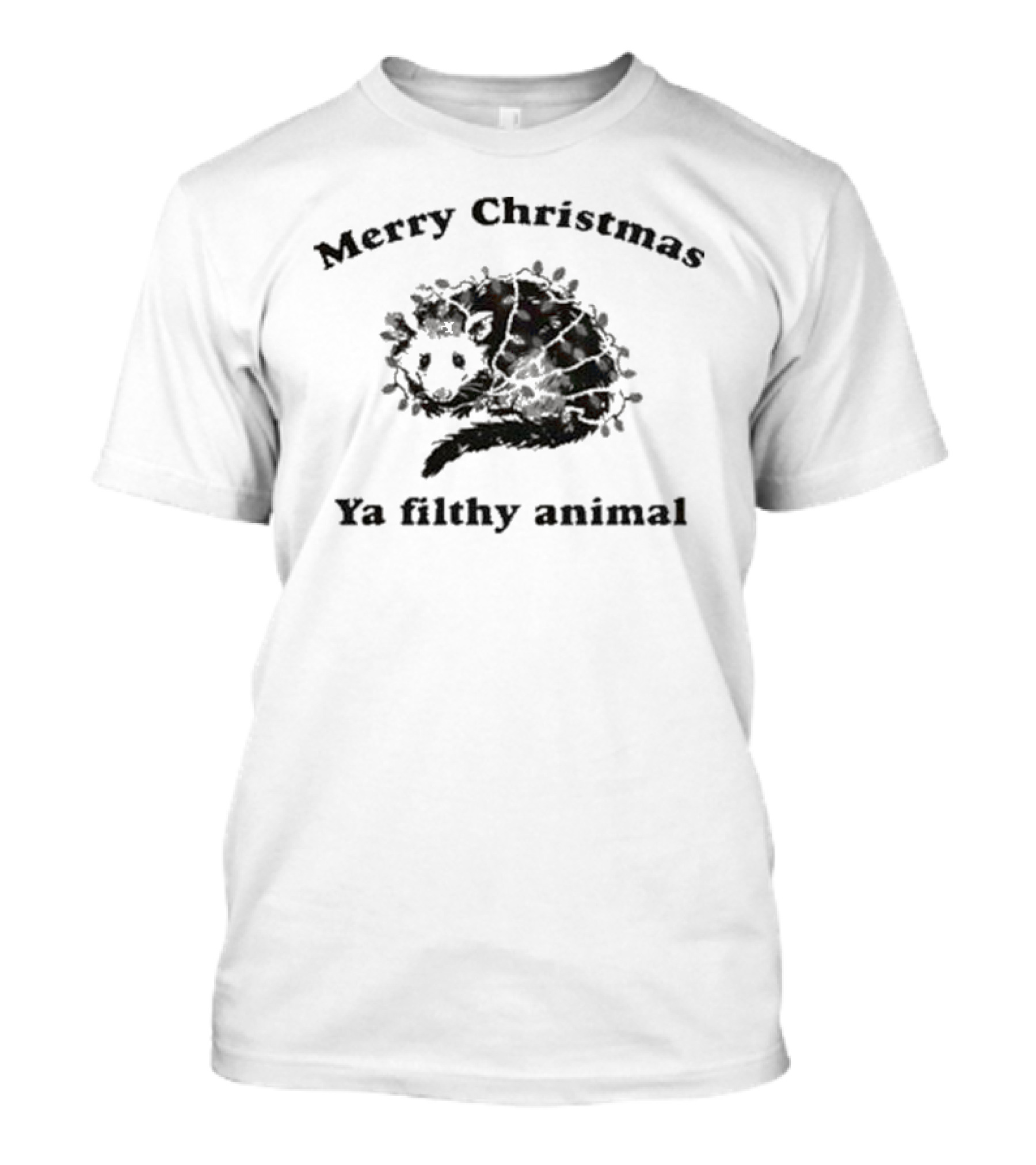 Merry Christmas Ya Filthy Animal Slippywild Possum Holiday Lights T-Shirt