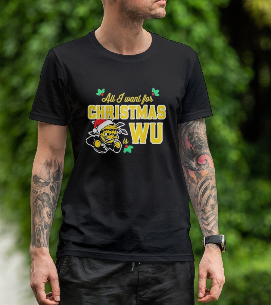 All I Want For Christmas Is Wu Santa Shocker Character WSU Holiday T-Shirt