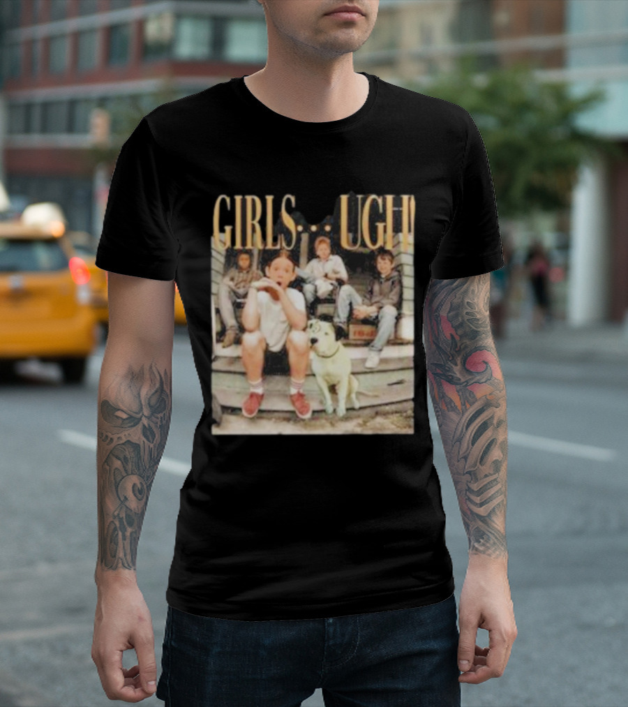 GIRLS UGH Thug Life Valentine Boys Sitting With Dog T-Shirt