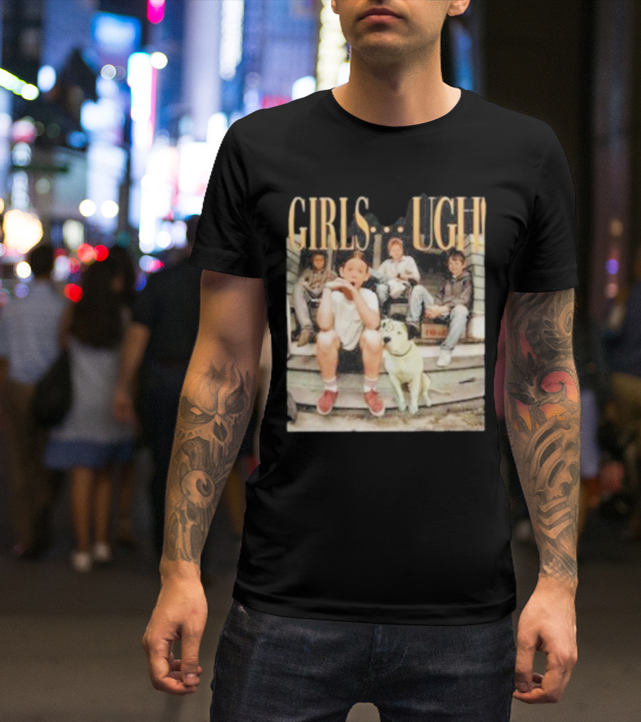 GIRLS UGH Thug Life Valentine Boys Sitting With Dog T-Shirt