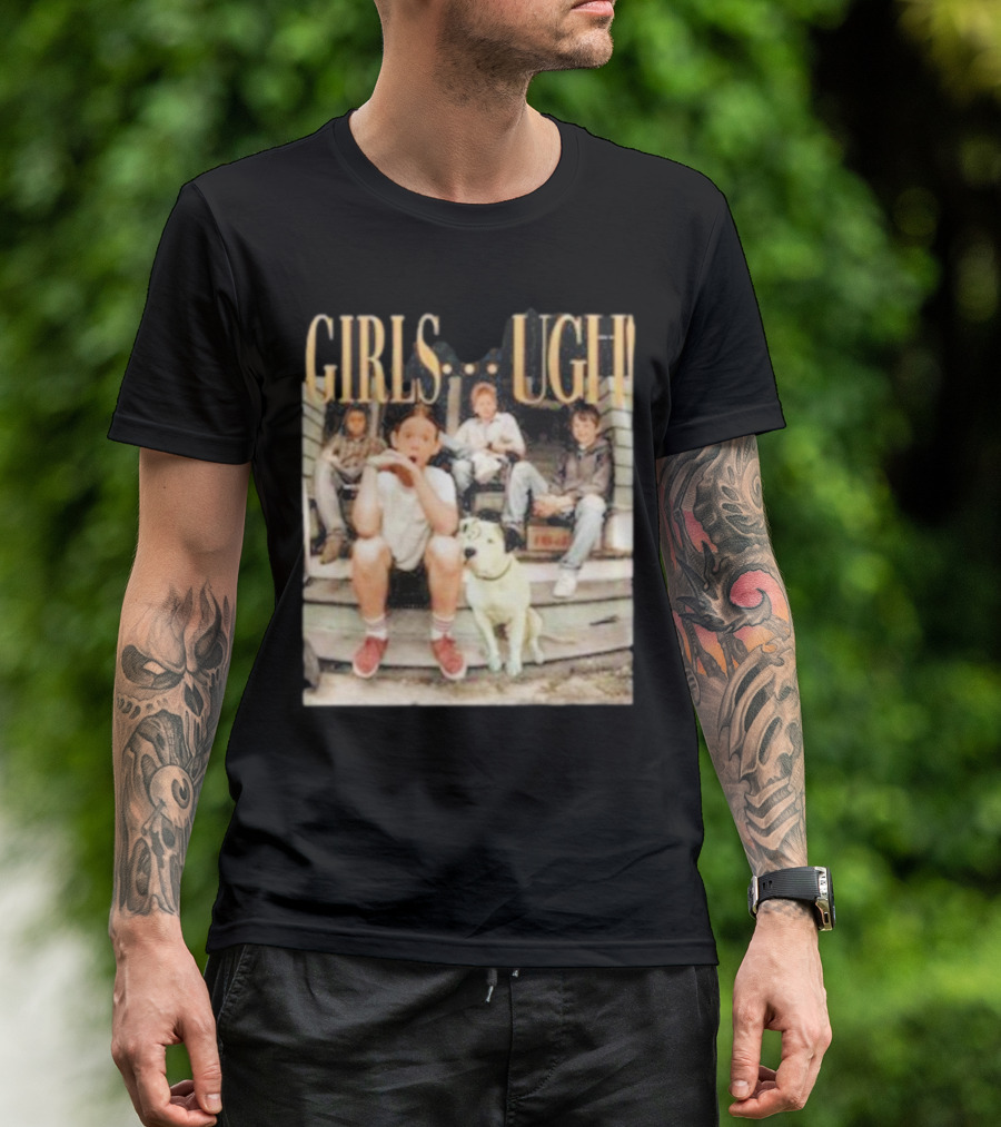 GIRLS UGH Thug Life Valentine Boys Sitting With Dog T-Shirt