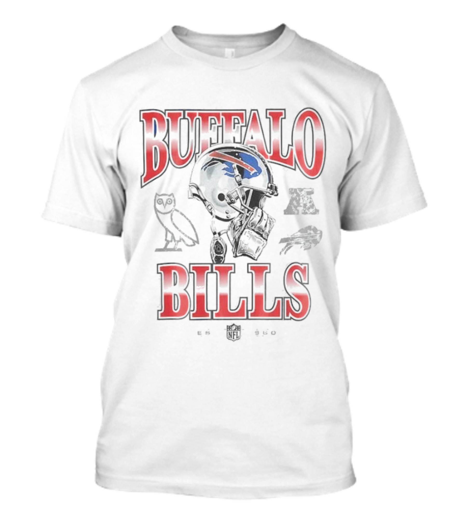 Buffalo Bills OVO Collaboration NFL Logo And Owl Icon With Helmet T-Shirt