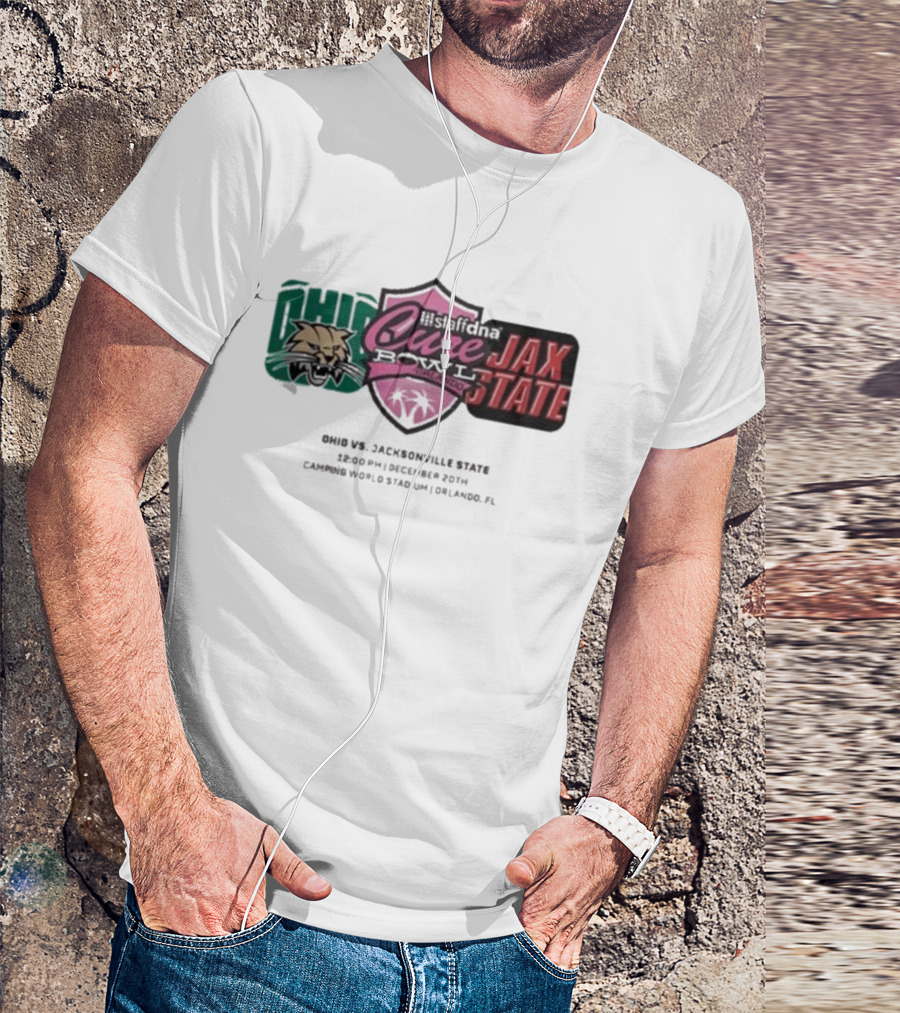 Cure Bowl Ohio Bobcats Vs Jacksonville State Gamecocks December 20th 2024 Camping World Stadium Orlando FL Staffdna NCAA Matchup T-Shirt