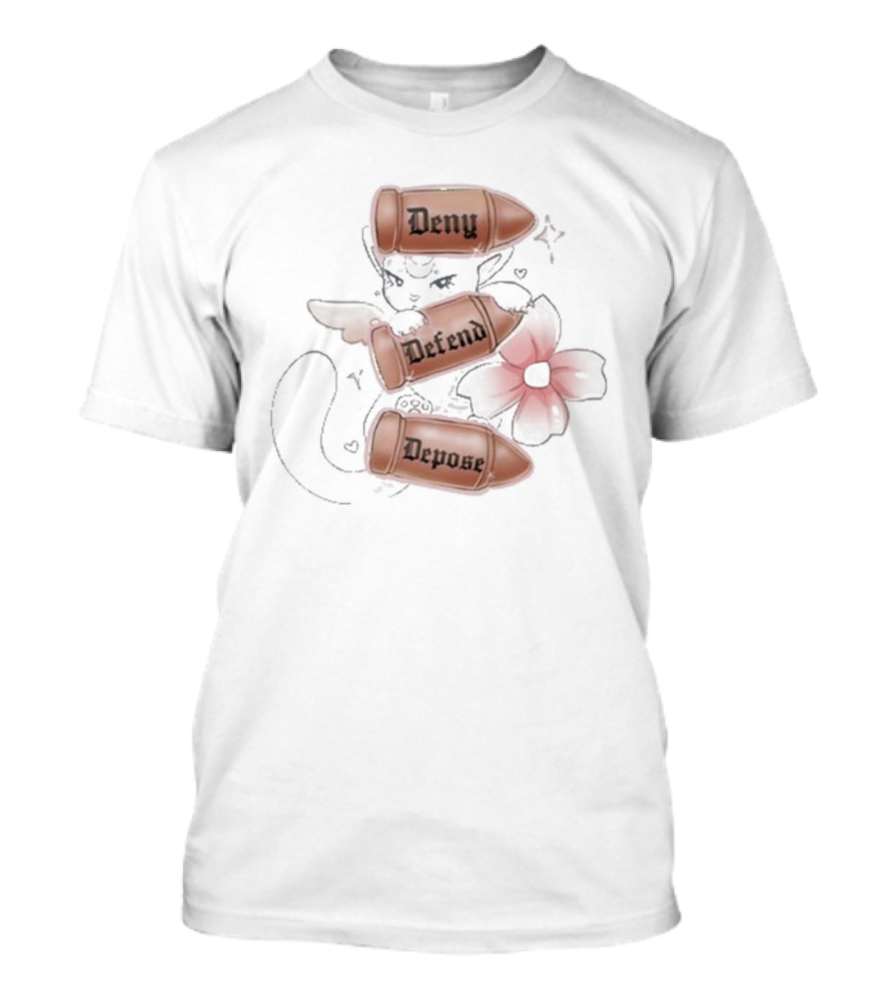 Sugary Carousel Deny Defend Depose Cat With Bullets And Flower T-Shirt