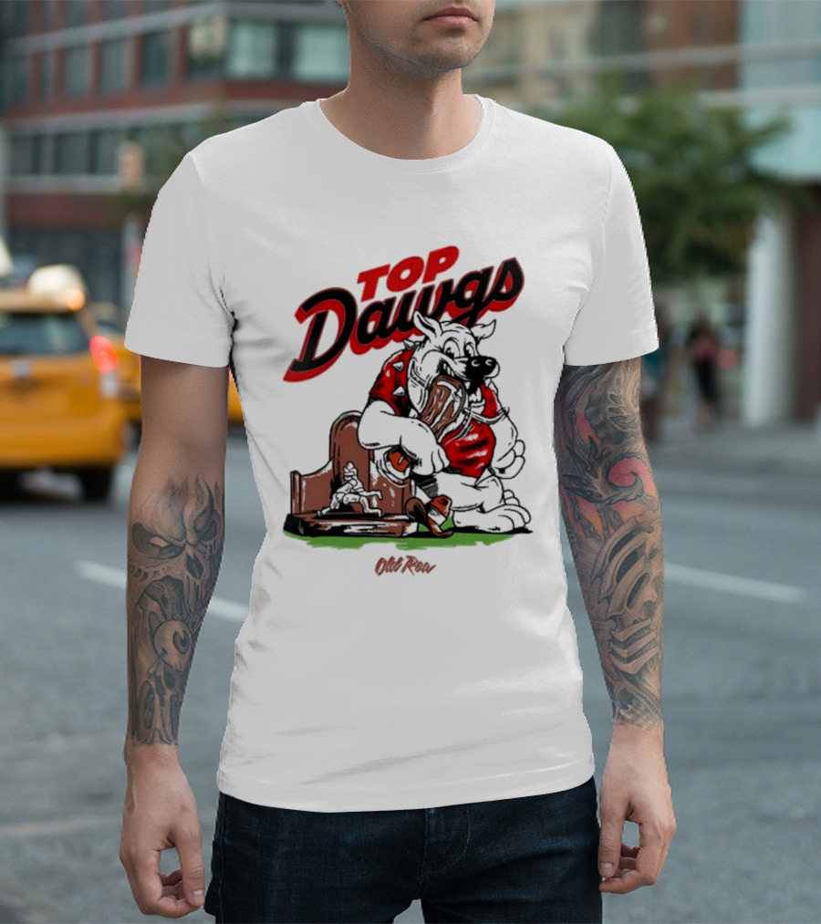 Top Dawgs Old Row Bulldog Eating Trophy Image T-Shirt