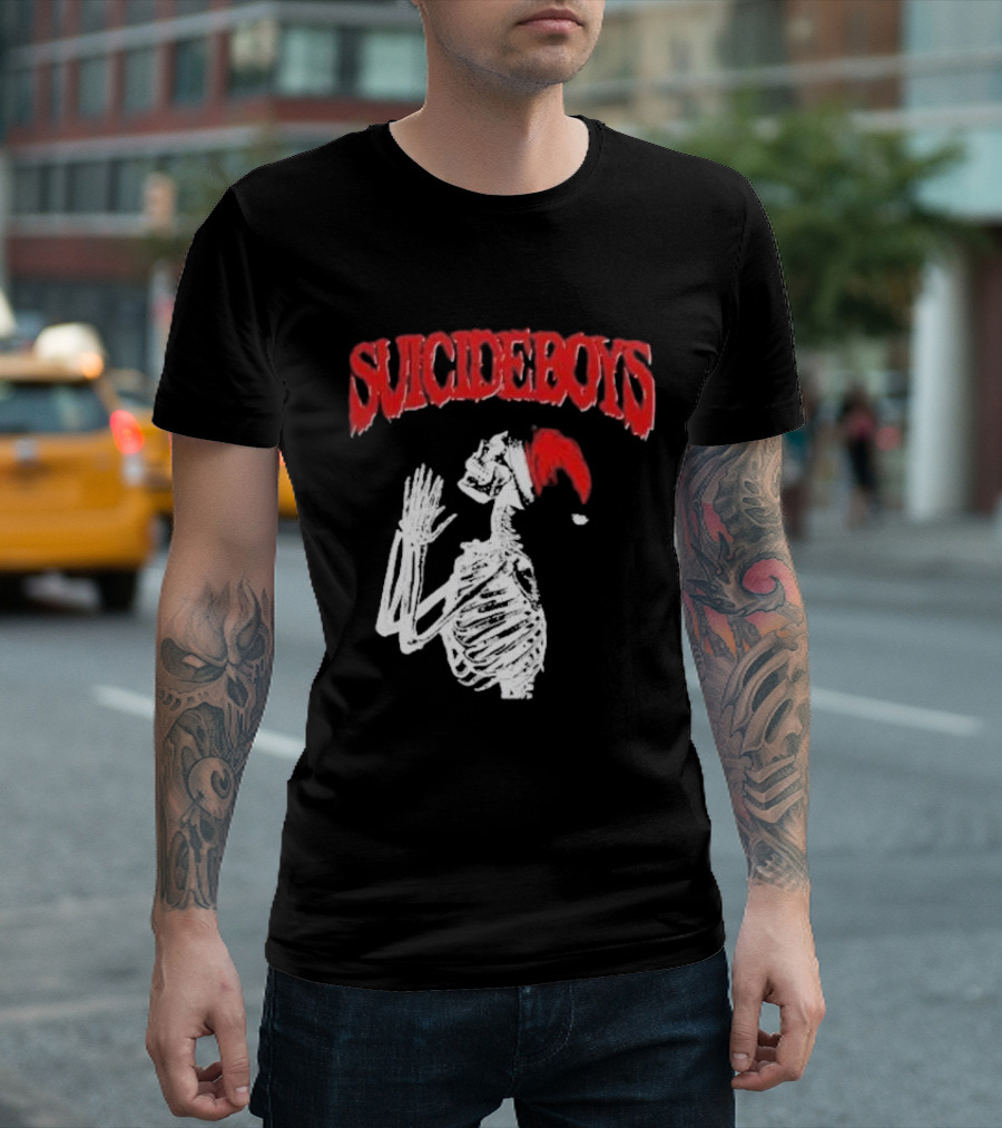 SUICIDEBOYS Skeleton Santa Hat T-Shirt