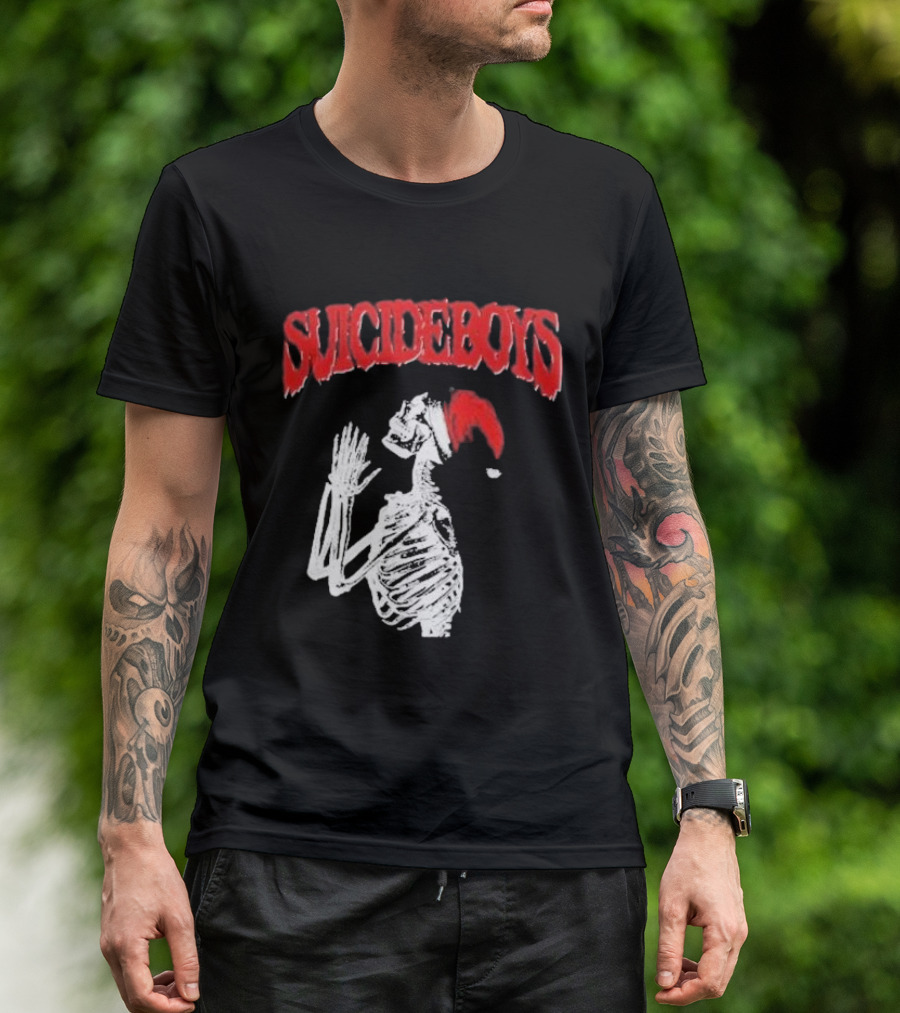 SUICIDEBOYS Skeleton Santa Hat T-Shirt