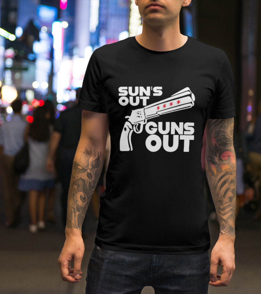 Sun’s Out Guns Out Gun With Stars On Barrel T-Shirt