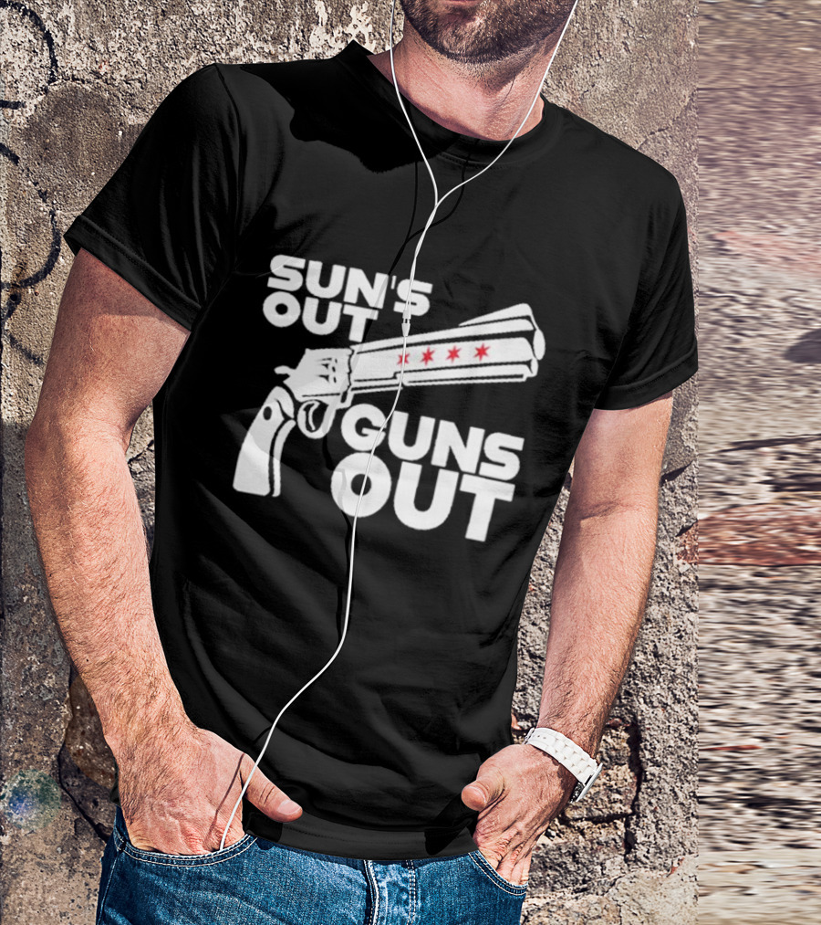 Sun’s Out Guns Out Gun With Stars On Barrel T-Shirt
