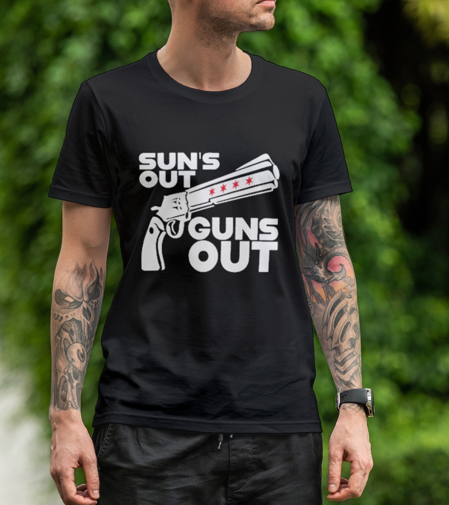 Sun’s Out Guns Out Gun With Stars On Barrel T-Shirt