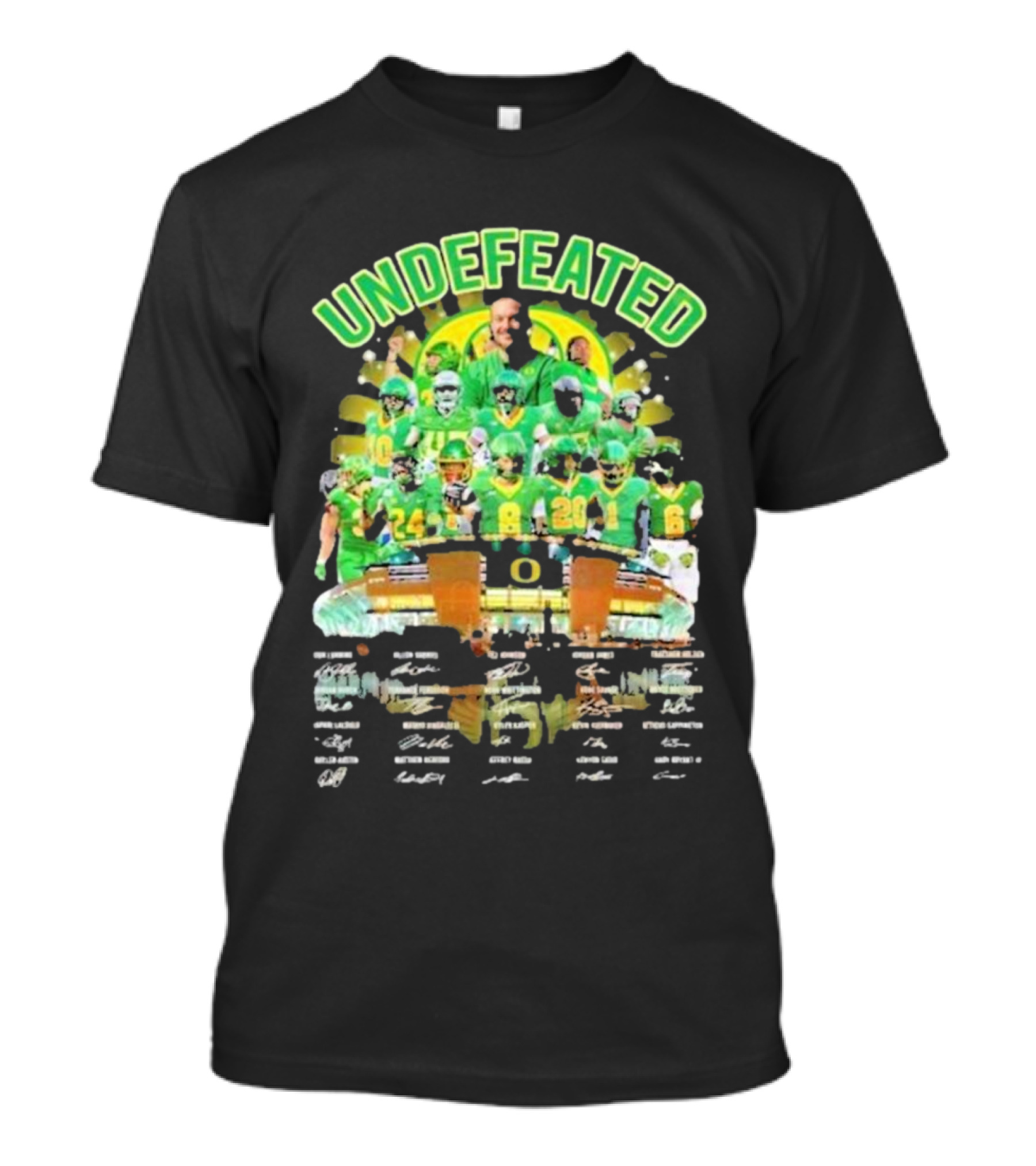 Undefeated Oregon Ducks Football Team Signatures Collection T-Shirt
