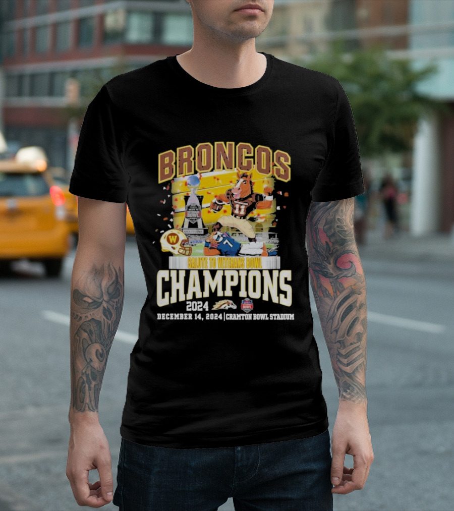 Broncos Salute To Veterans Bowl Champions 2024 December 14 Cramton Bowl Stadium T-Shirt