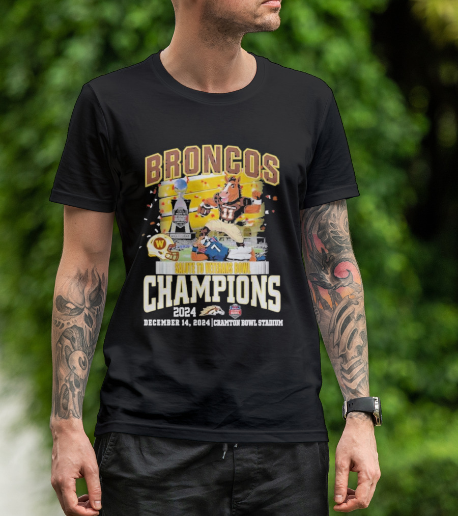 Broncos Salute To Veterans Bowl Champions 2024 December 14 Cramton Bowl Stadium T-Shirt