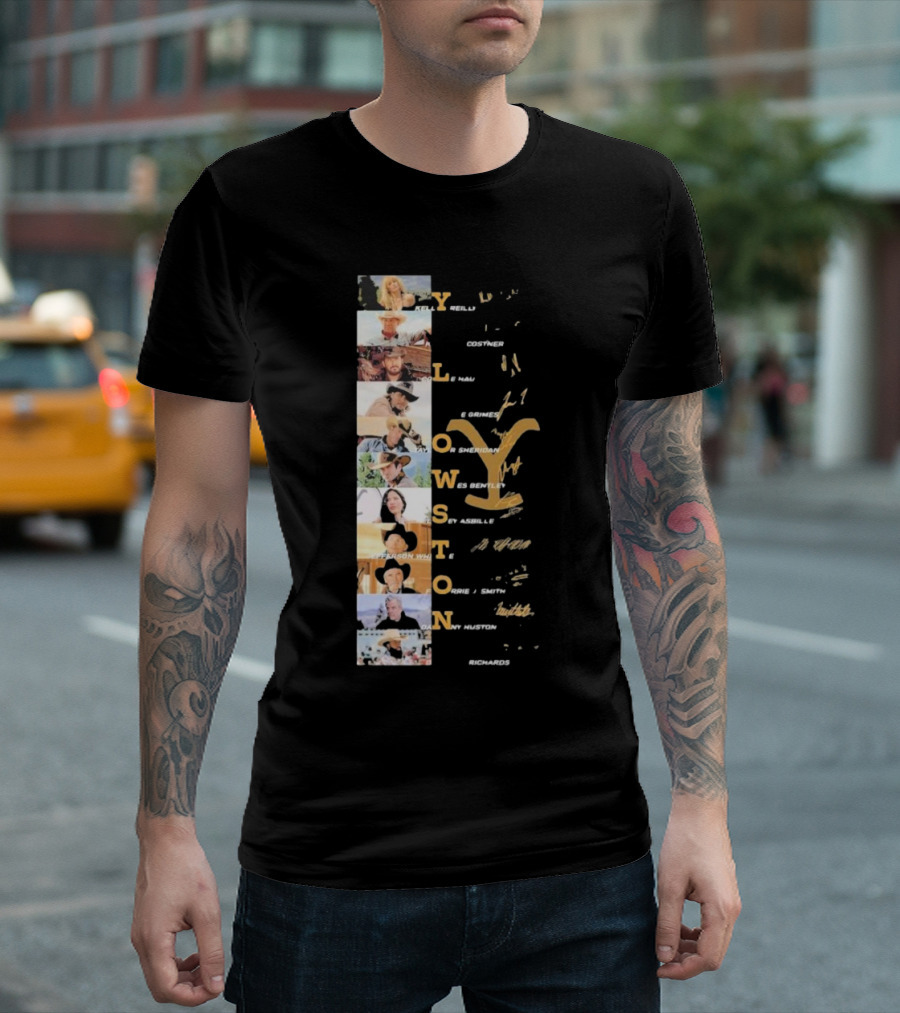 Yellowstone Cast Vertical Collage with Names and Signature Elements T-Shirt