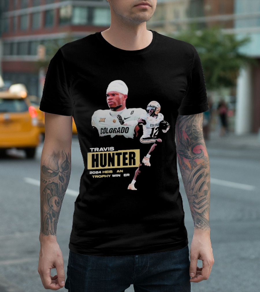 Travis Hunter Colorado 2024 Heisman Trophy Winner Football Player T-Shirt