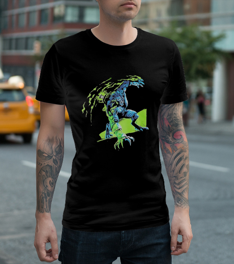 Arcane Warwick Champion of Legends League Monster Claws and Green Energy Burst T-Shirt