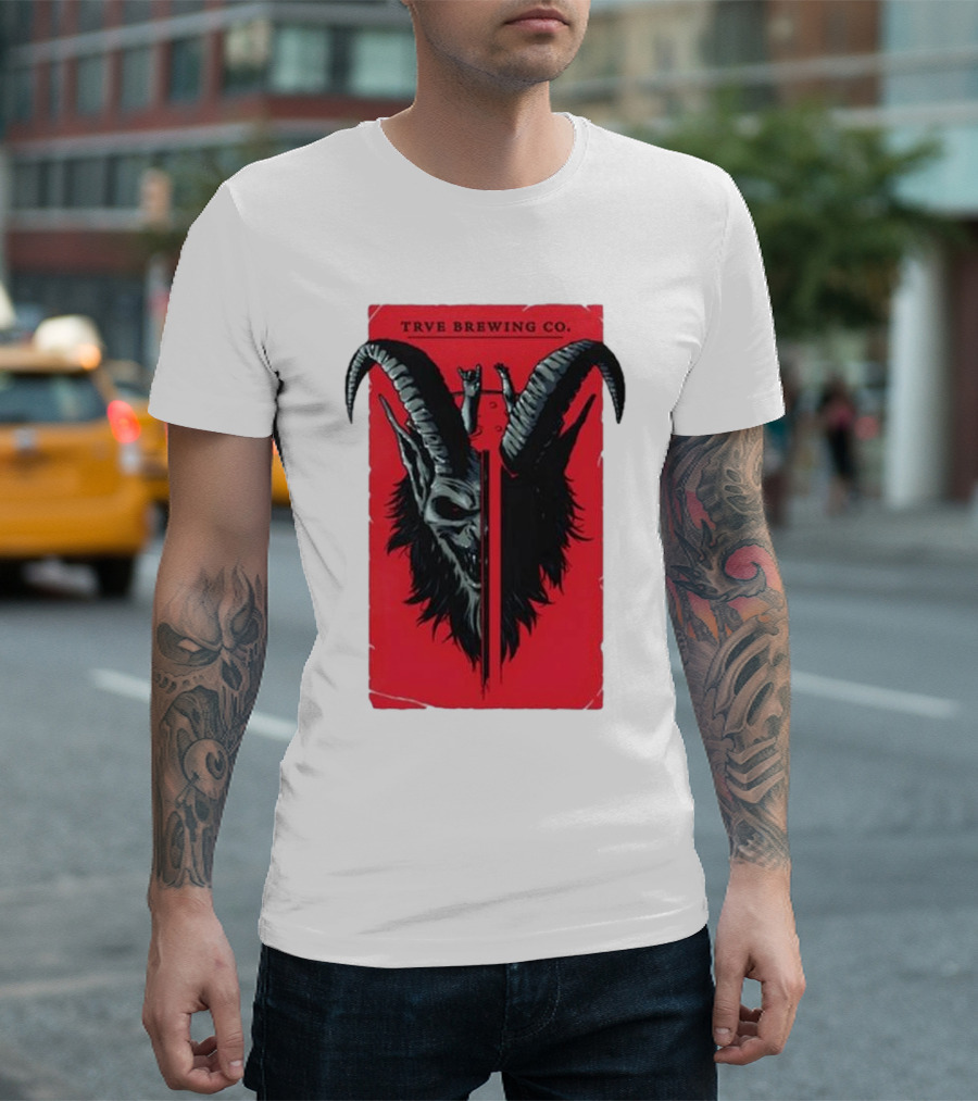 Trve Brewing Co. Krampus Red And Black Goat Skull T-Shirt