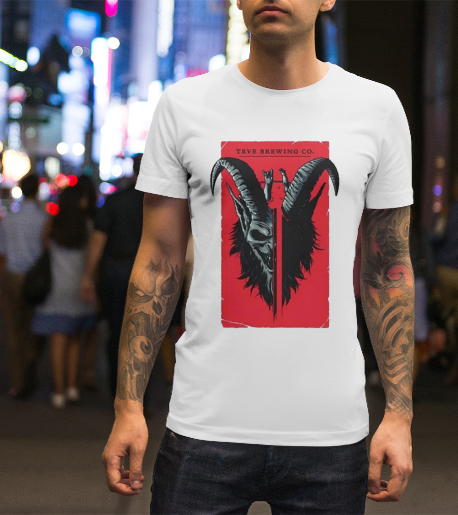 Trve Brewing Co. Krampus Red And Black Goat Skull T-Shirt