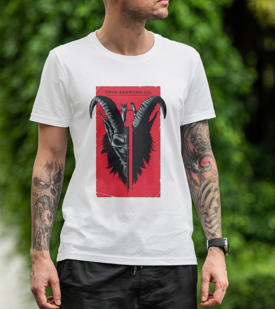 Trve Brewing Co. Krampus Red And Black Goat Skull T-Shirt