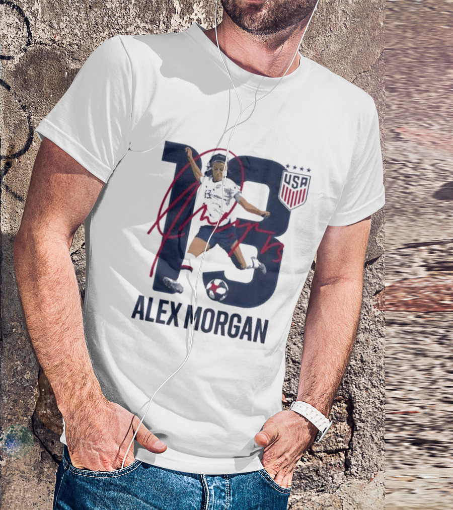 USA Alex Morgan 13 Signature Soccer Player With USA T-Shirt