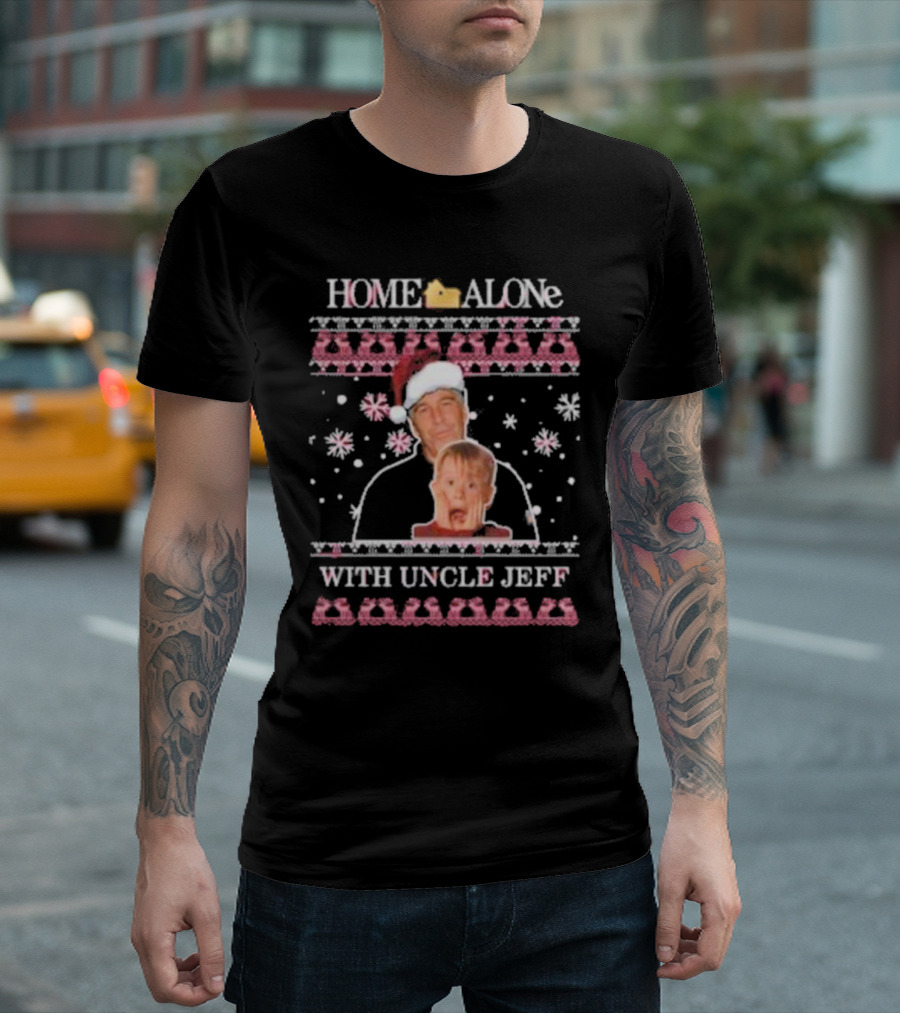 HOME ALONe With Uncle Jeff Ugly Christmas T-Shirt