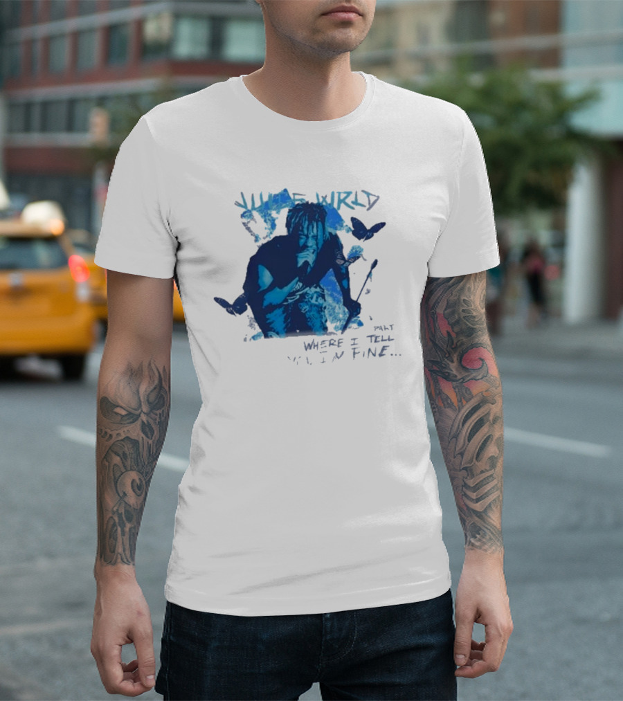 Juice Wrld Wishing Well 999 Butterfly Where I Tell You I'm Fine T-Shirt