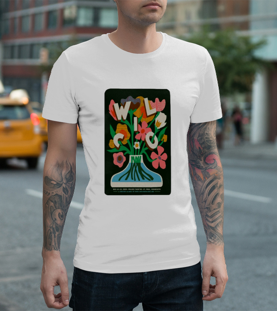 Wilco Concert Poster St. Paul Mn December 13-15 2024 Palace Theatre Flowers T-Shirt