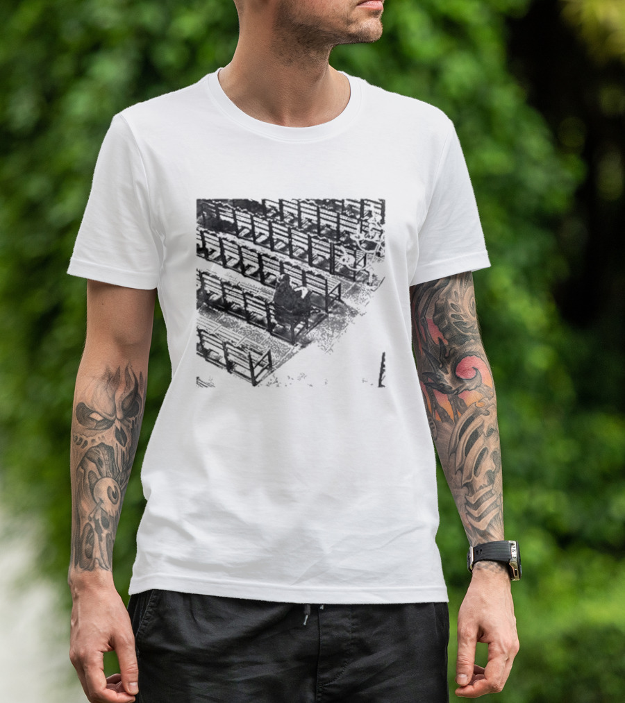 Zarathustra Denisa-St Bernadette Church Pew Monochrome T-Shirt
