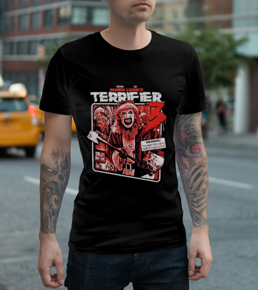 Prepare For Damien Leone's Terrifier 3 Warning Graphic Violence T-Shirt