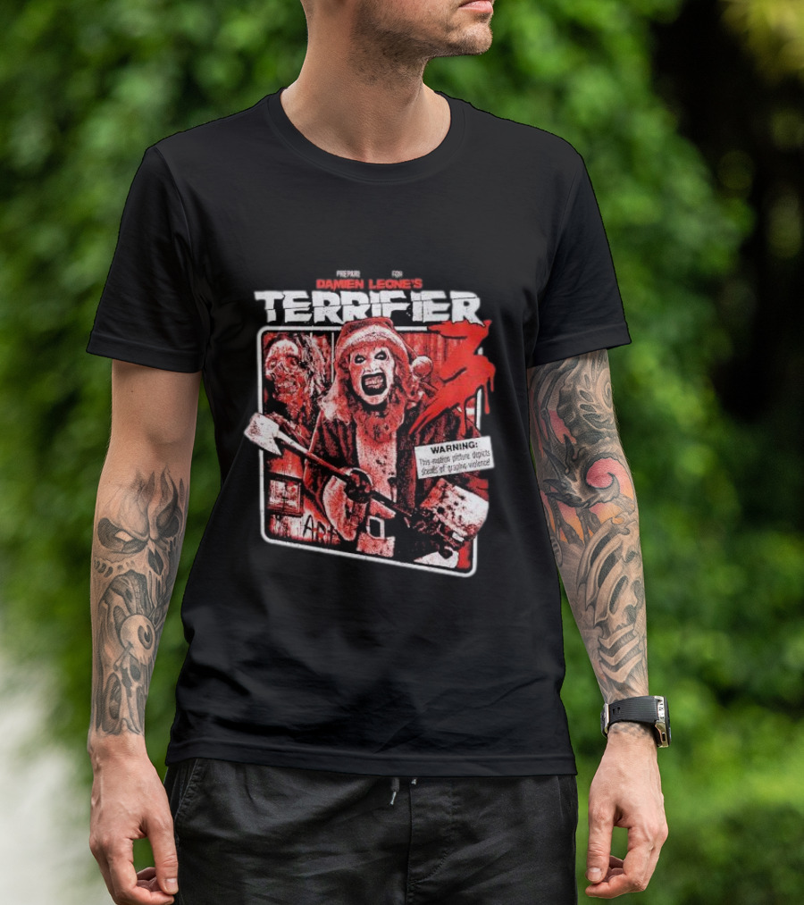 Prepare For Damien Leone's Terrifier 3 Warning Graphic Violence T-Shirt