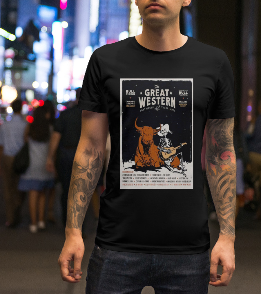 Ryan Bingham The Great Western Festival Bull Riding Freestyle Bullfighting Fort Worth Texas T-Shirt