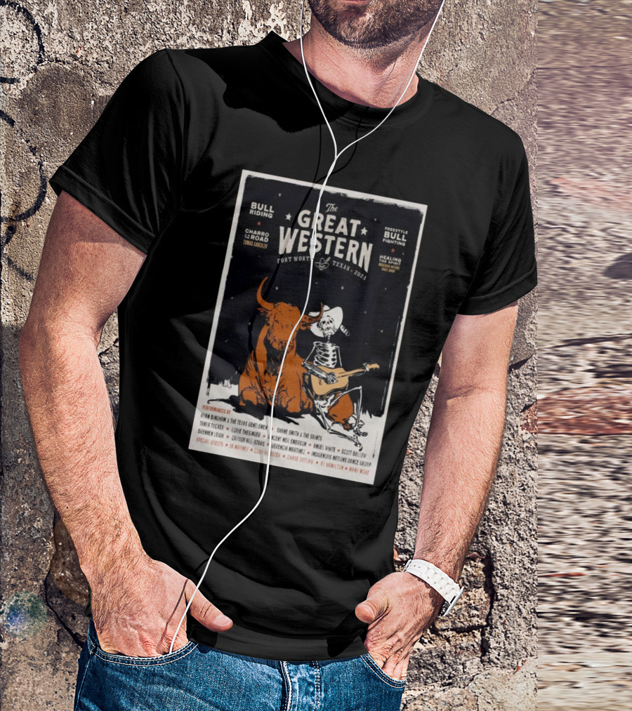 Ryan Bingham The Great Western Festival Bull Riding Freestyle Bullfighting Fort Worth Texas T-Shirt