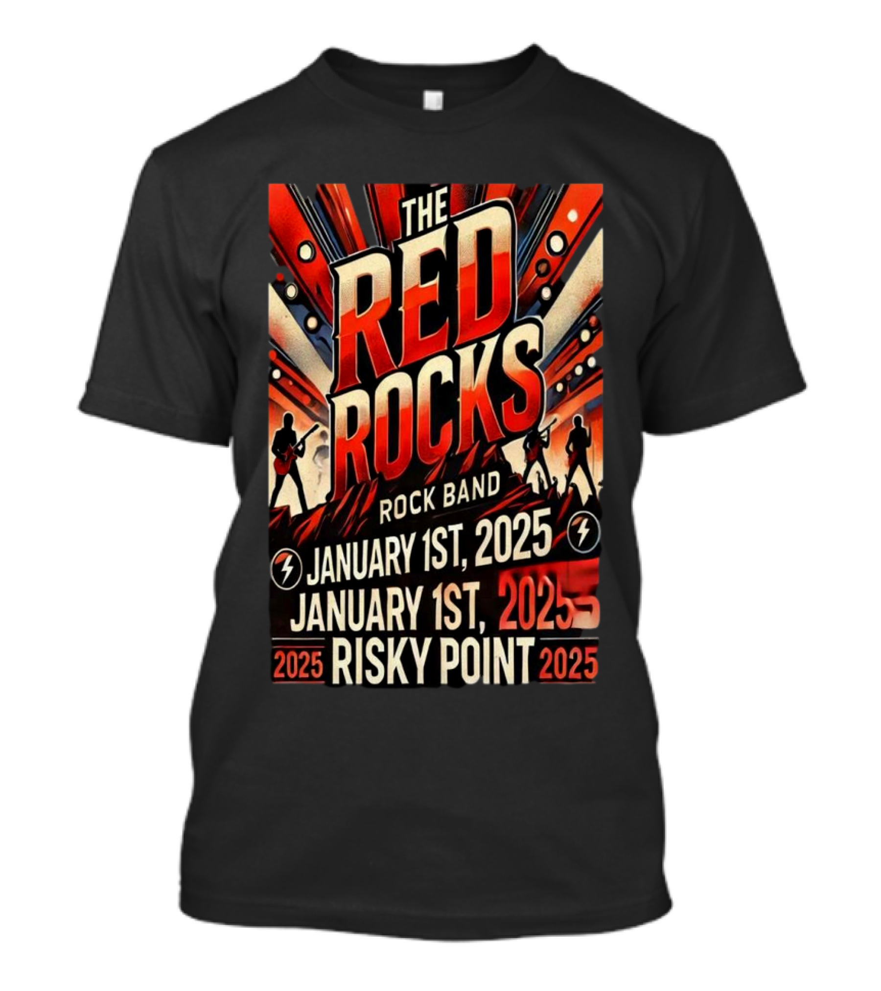 The Red Rocks Rock Band January 1st 2025 Risky Point T-Shirt