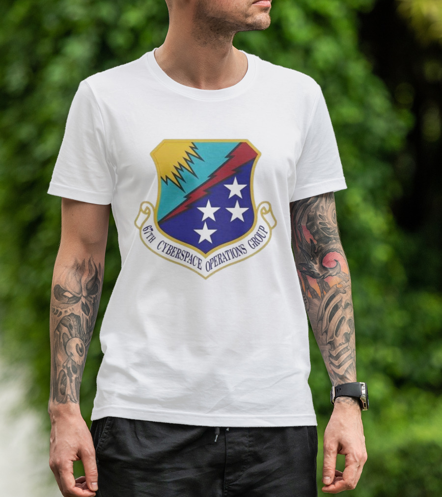 67th Cyberspace Operations Group Emblem With Stars And Lightning Bolt T-Shirt