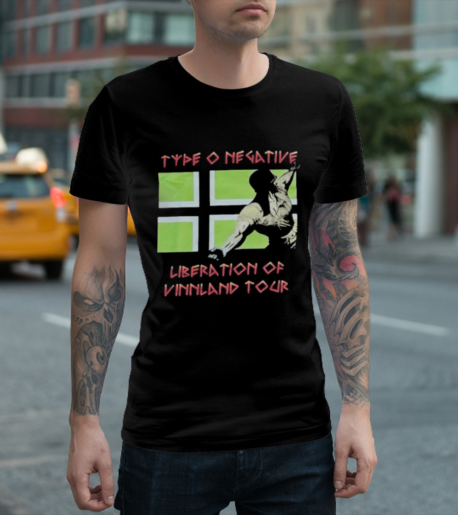Type O Negative Liberation of Vinnland Tour Green Flag Motif T-Shirt